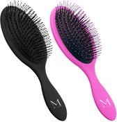 MOONIE'S® Anti Klit Haarborstel - Duo pack - Ronde Borstel - Roze/Zwart