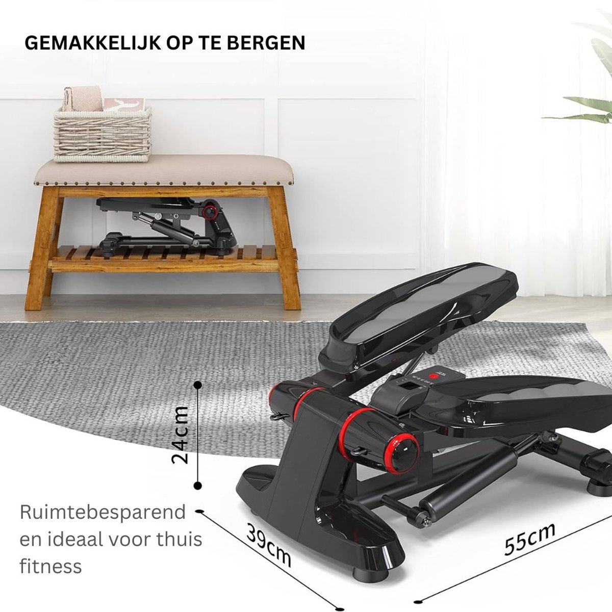 ApexArte® Stepper Fitness - Hometrainer - Crosstrainer Mini - Zwart thumbnail 2