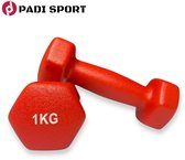 Bol.com Padisport - Dumbells 1 Kg - Halter - Gewichten Set Halters - Gewichten 1 Kg - Rood - Gewichten - Dumbells - Halters - Ge... aanbieding
