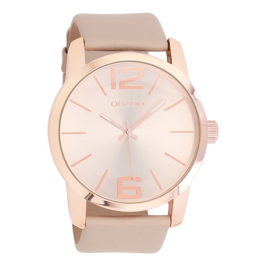 Montres OOZOO - Montre couleur or rose avec bracelet en cuir beige - C8035