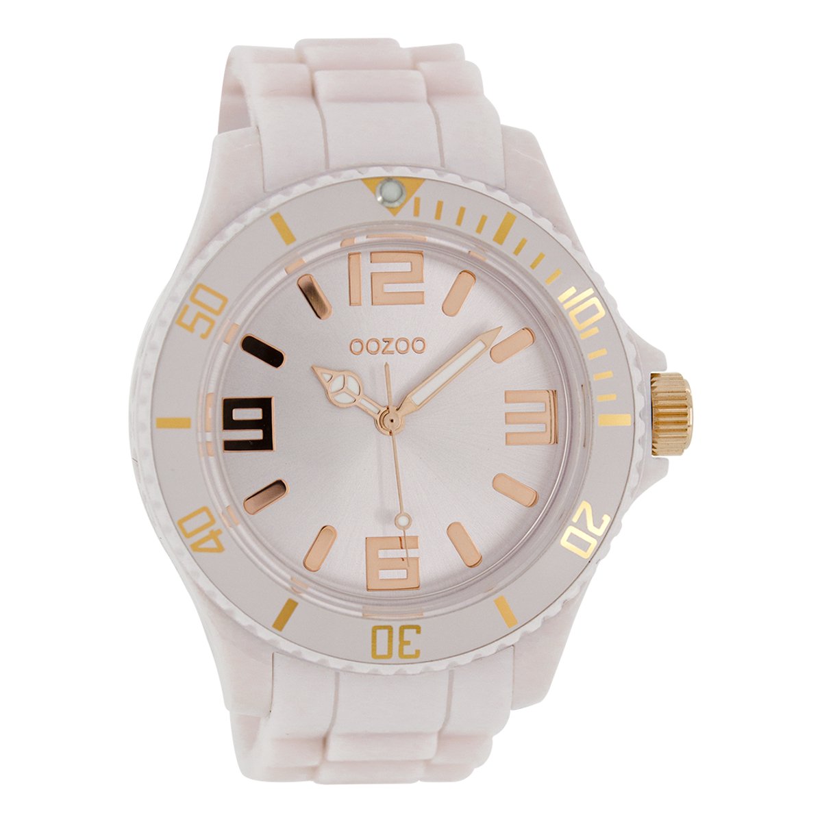OOZOO Timepieces - Oud roze horloge met oud roze rubber band - C4344