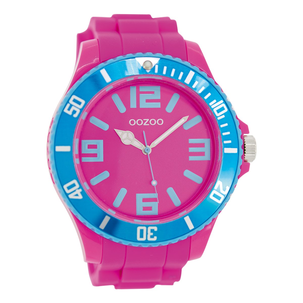 OOZOO Timepieces - Roze horloge met roze rubber band - C5822