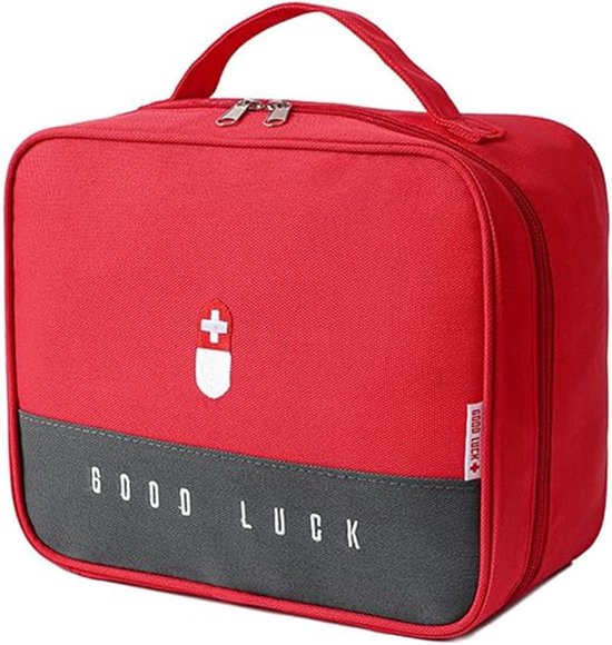 Azalia EHBO Tas Leeg – Waterdichte Verbanddoos / Toilettas – EHBO Koffer Voor Thuis, Auto of Reizen – Compact & Draagbaar – 25 x 22 x 12 cm (rood)