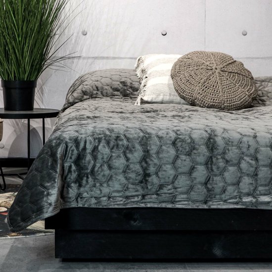 Unique Living Peggy - Couvre-lit - Simple - 240x280 cm - Gris foncé