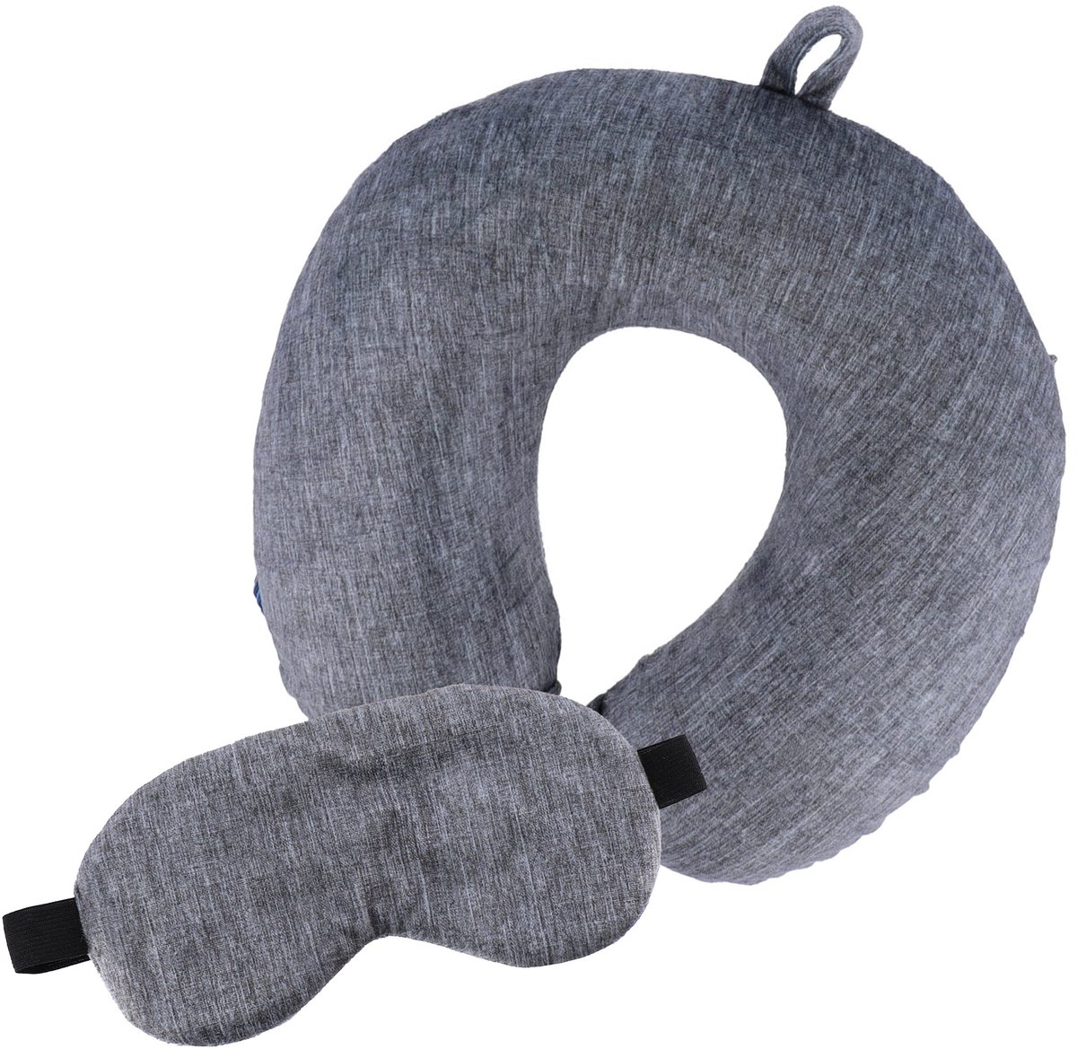 Tendance Reis nekkussen en oogmasker set - grijs - polyester/zijde - ophanglus - voor onderweg