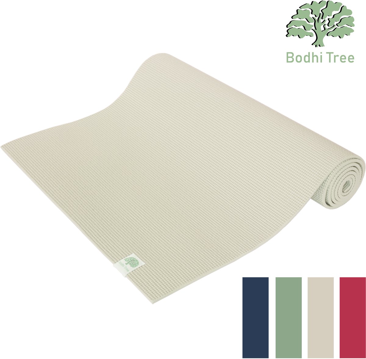 Bodhi Tree Yoga Mat - 6mm dik - 183x61cm - Studio Yogamat met Draagriem - Extra dik - Anti-slip - Wit - Zandkleur