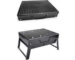 Soroh® - Oustuff Opvouwbare BBQ - Picknick Barbecue - Houtskool Grill - Outdoor Kamperen - Opvouwbaar - 35 x 27 x 20cm - Draagbaar - Zwart