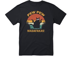 PEW PEW Madafakkas T-shirt - Heren Dames Unisex - cadeau - Grappige T-shirt’s - Origineel Cadeau - Zwart - Funny - Grappig - Maat XL