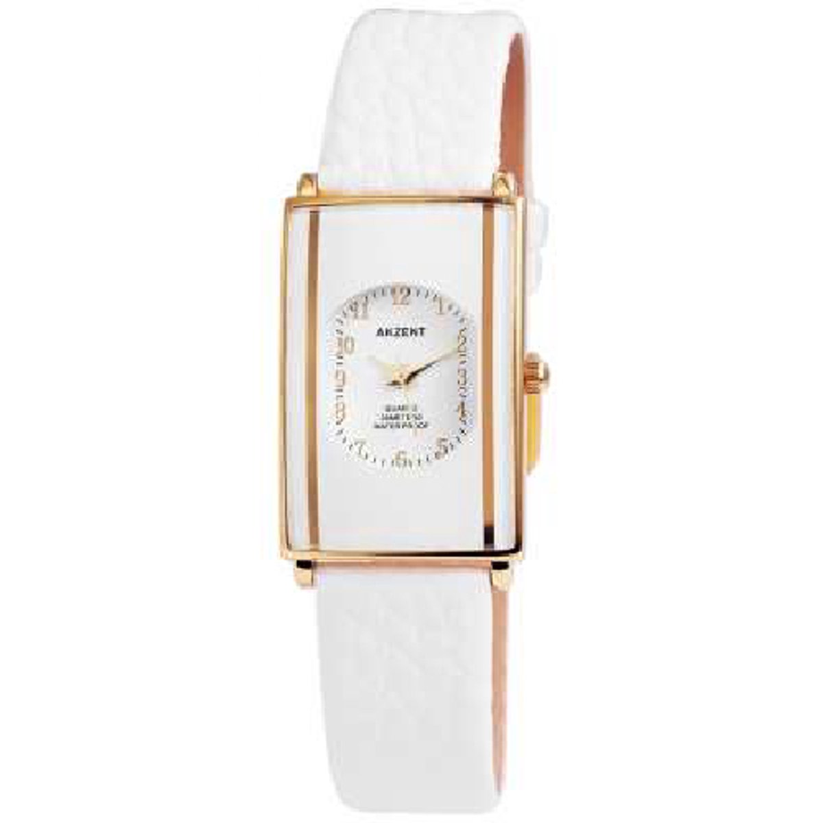 Akzent-ss7302000036-dameshorloge-wit-goudkleurig-3 atm waterdicht-rechthoekig-afmeting uurwerk 32x21 mm