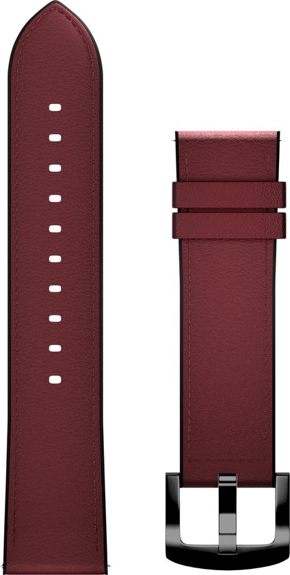 Maoo Smartwatch Bandje - Leer - Geschikt voor Maoo Titan & ProWatch - Universeel - 22mm - Rood met Zwarte gesp
