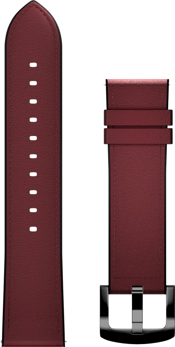 Maoo Smartwatch Bandje - Leer - Geschikt voor Maoo Titan & ProWatch - Universeel - 22mm - Rood met Zwarte gesp