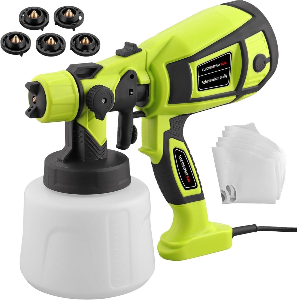Verfspuitpistool 700W met 1400ml Reservoir en 5 Sproeiers - Verstelbaar Elektrisch Verfsysteem voor Muren, Meubels en Hekken