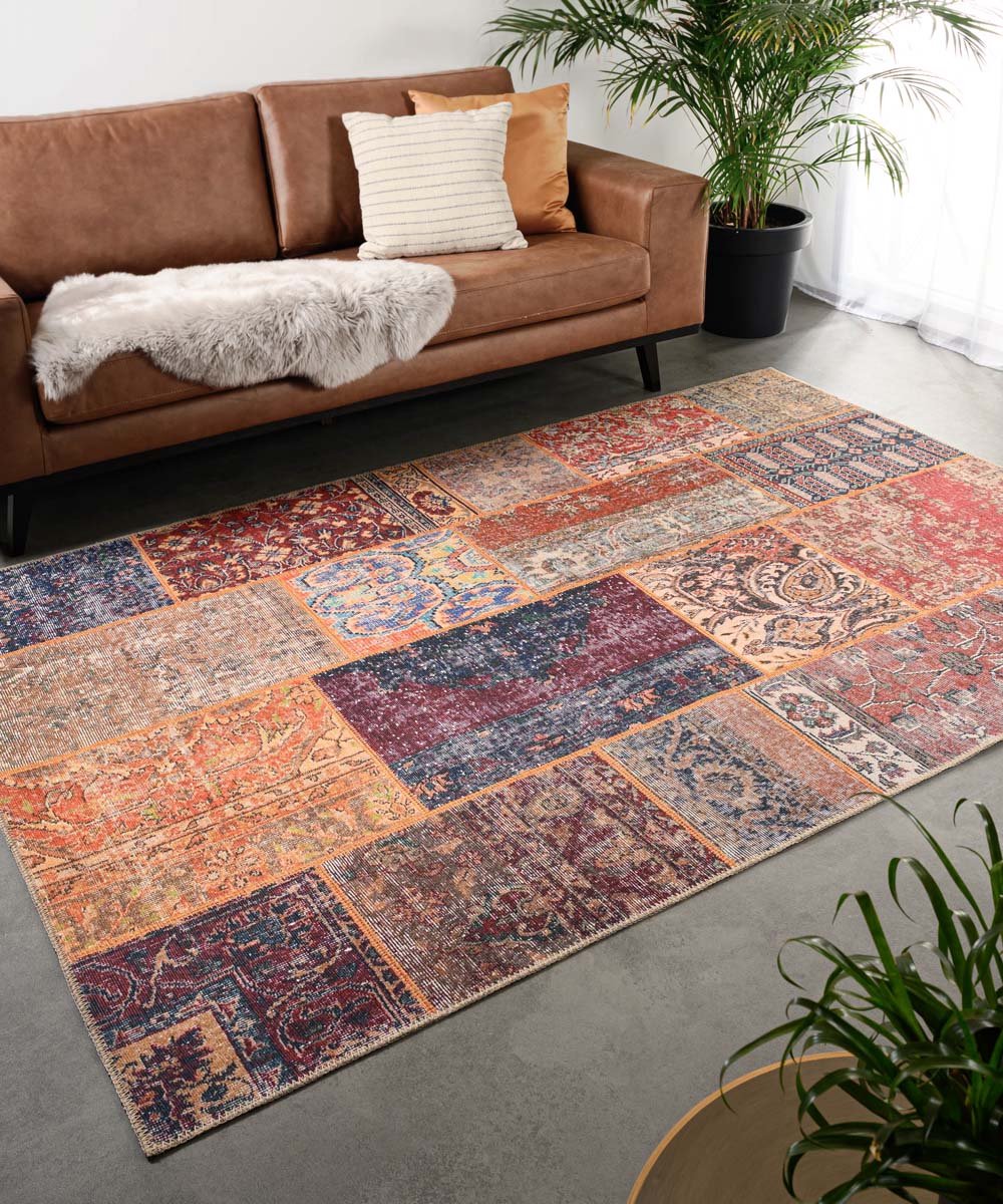 Patchwork vloerkleed - Fade Heritage blauw/multi 152x230