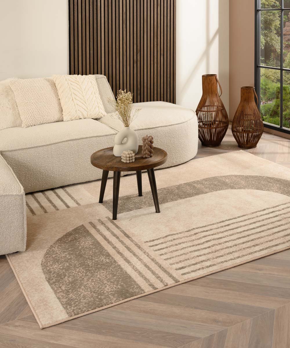 Abstract vloerkleed - Ease Echo beige 200x300