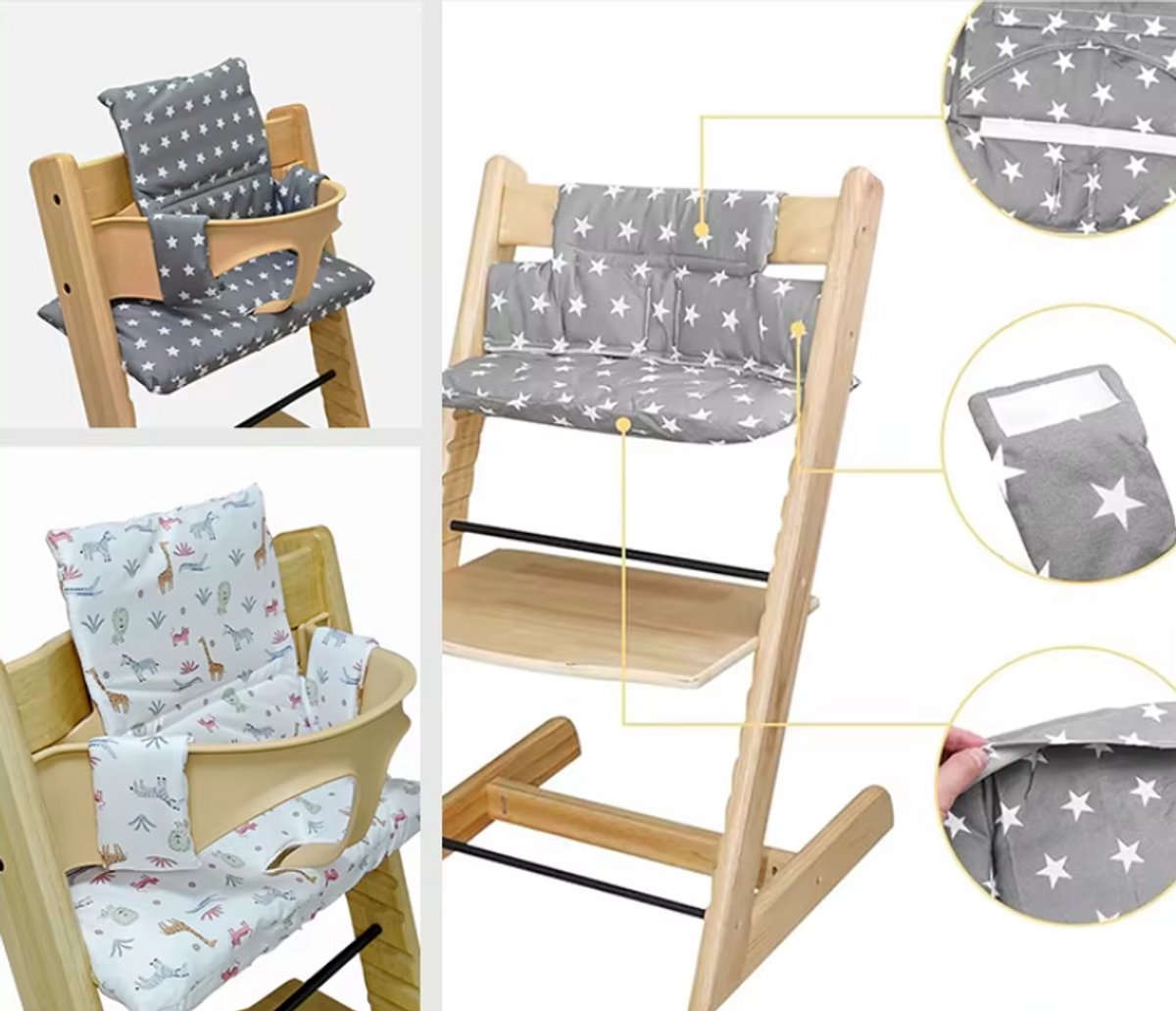 Stoelverkleiner sterren - kussenset sterren - stoelverkleiner voor stokke tripp trapp - kinderstoel verkleiner - stoel kussen – foto 2