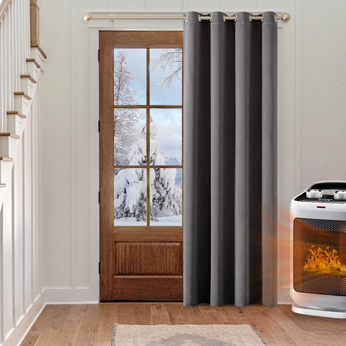 My Ninki ® Elegante Lichtdichte Gordijnen voor Slaapkamer en Woonkamer met Ingestanste Ringen en Zachte Stof grijs
