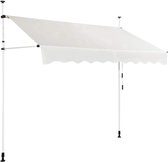 COSTWAY Klemluifel, 200 cm breed, balkonluifel zonder boren, uv-bestendig, in hoogte verstelbaar, waterafstotend, luifel met handslinger, zonneluifel, zonwering voor balkon, beige