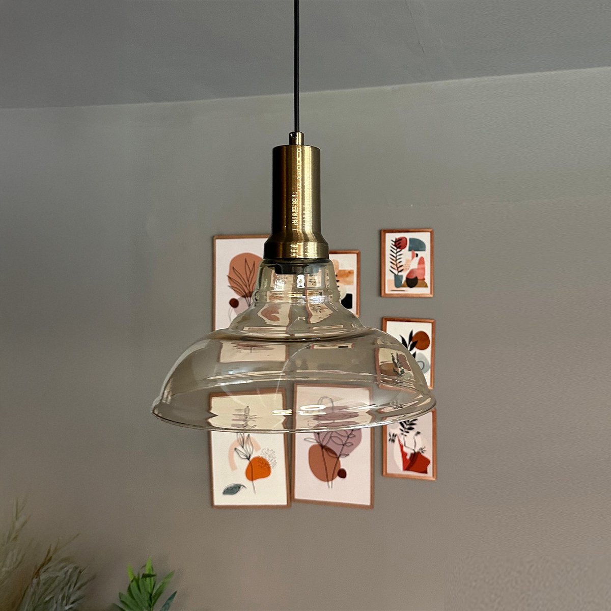 Bamyum Vishi Glazen Enkele Kroonluchter Retro Honigkleur Hanglamp