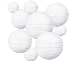 16 Stuks Witte Lampionnen Feest Versiering – Decoratie Slinger – Verjaardag, Jubileum & Bruiloft