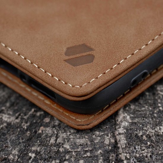 Étui portefeuille Spacecase pour Samsung Galaxy A52 5G, marron clair