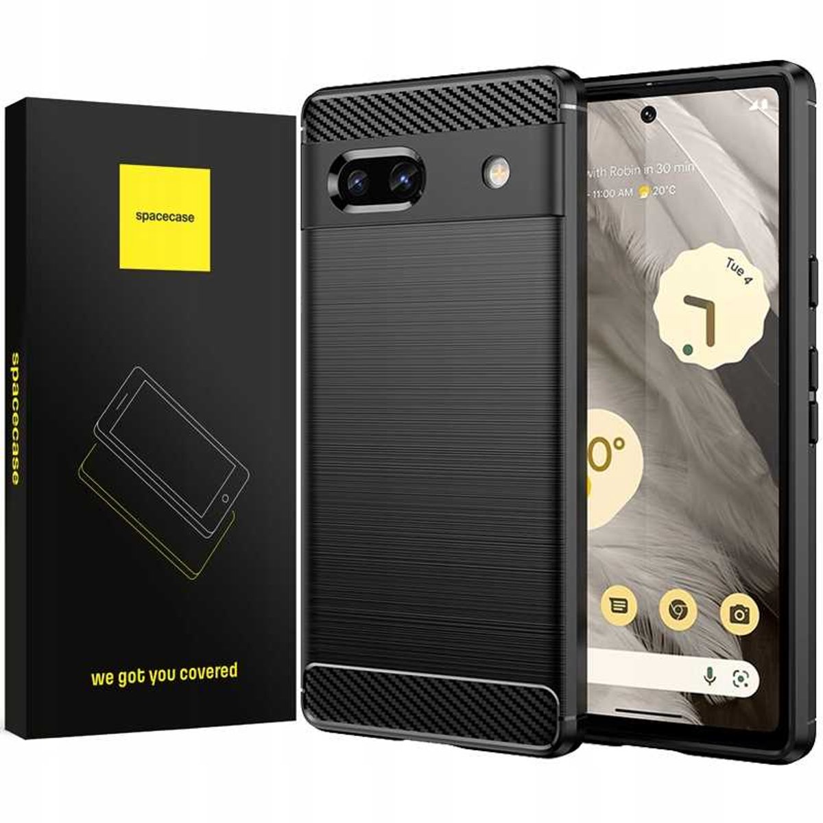 Spacecase Case Carbon Cover Voor Google Pixel 7A Zwart