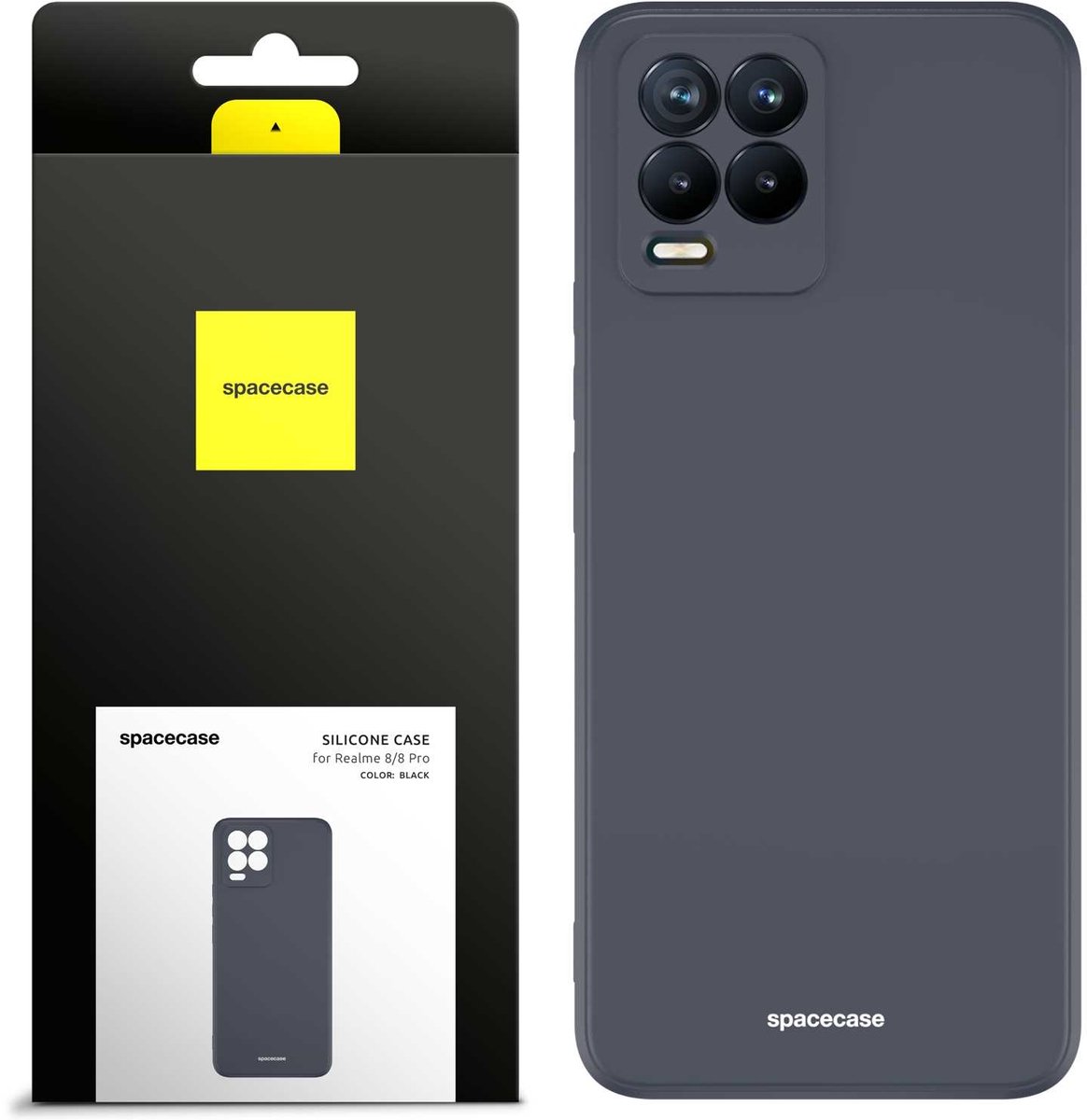 Spacecase Siliconen Hoes Voor Realme 8 8 Pro Zwart