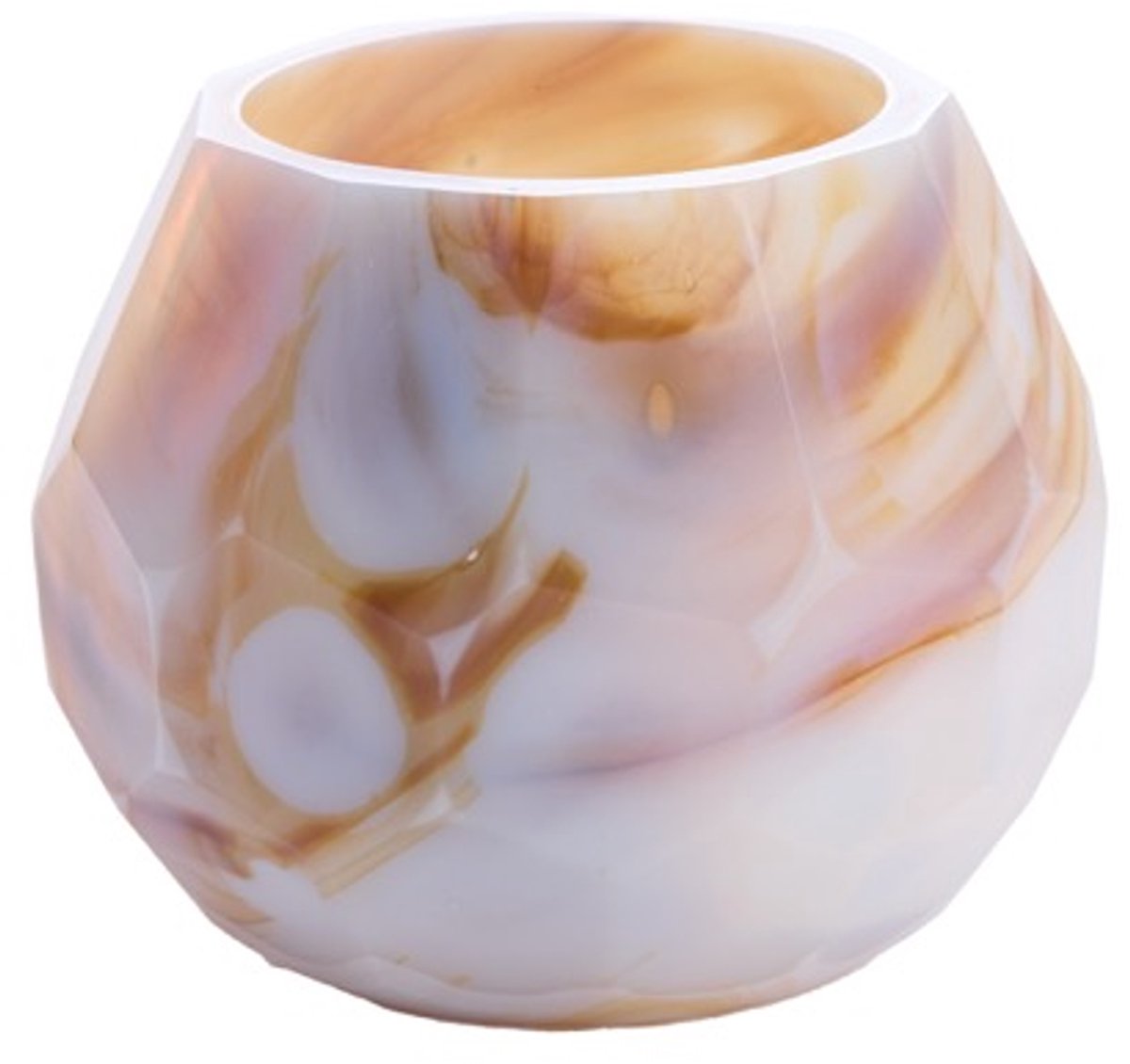 Theelicht Ø10x9 cm ELIZA glas wit-geel