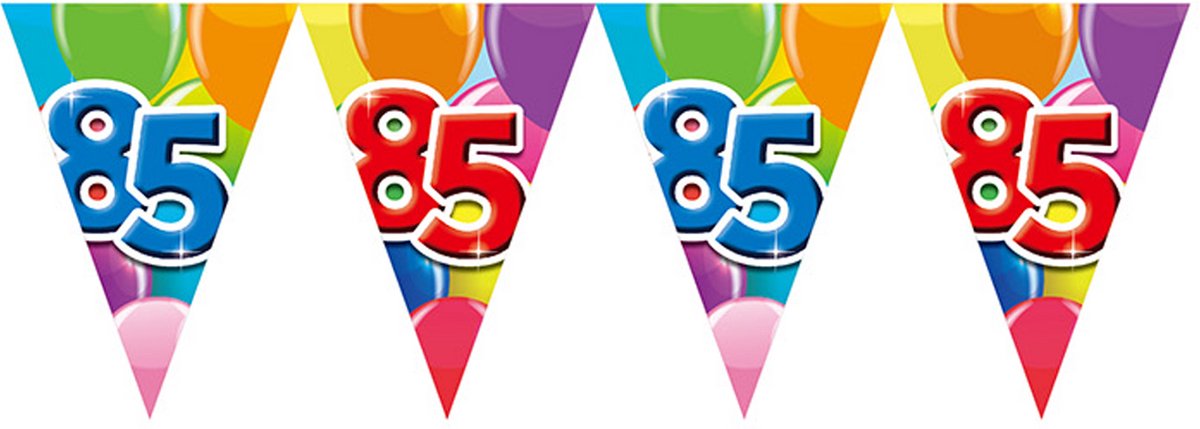 2x Vlaggenlijn 85 jaar 10 meter dubbelzijdig bedrukt - Verjaardag Feestje Vlag Vlaggen Versiering Slinger Feestdecoratie Decoratie
