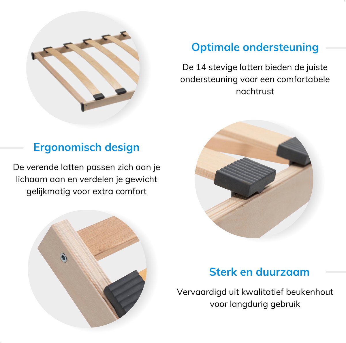 ACAZA Flex Basic Lattenbodem Bedbodem van 90x200cm - Beukenhout