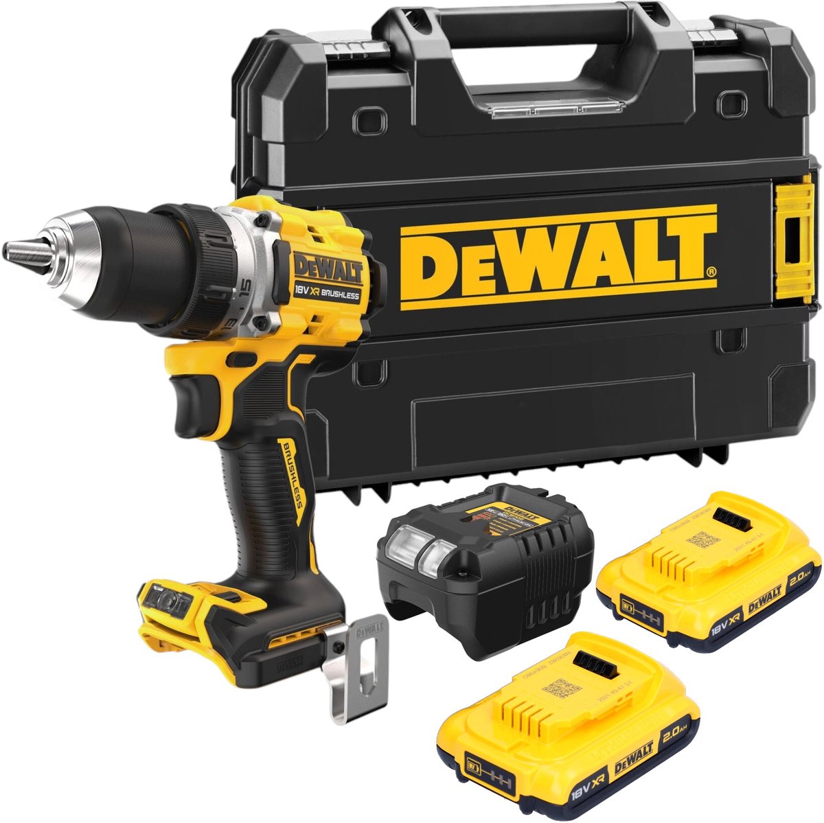 DeWalt DCD 800 D2T accuboormachine 18 V 90 Nm borstelloos + 2x accu 2.0 Ah + lader + TSTAK