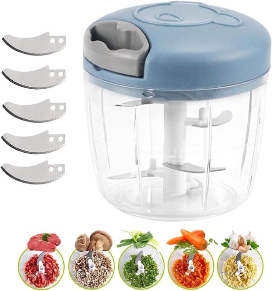 Uiensnijder, uien hakker, uiensnijder met trekkoord, uiensnijder 300ml, Onion Chopper, rode uiensnijder, handmatige groentesnijder voor chili, uien, wortelen, groenten (Rood-300ML