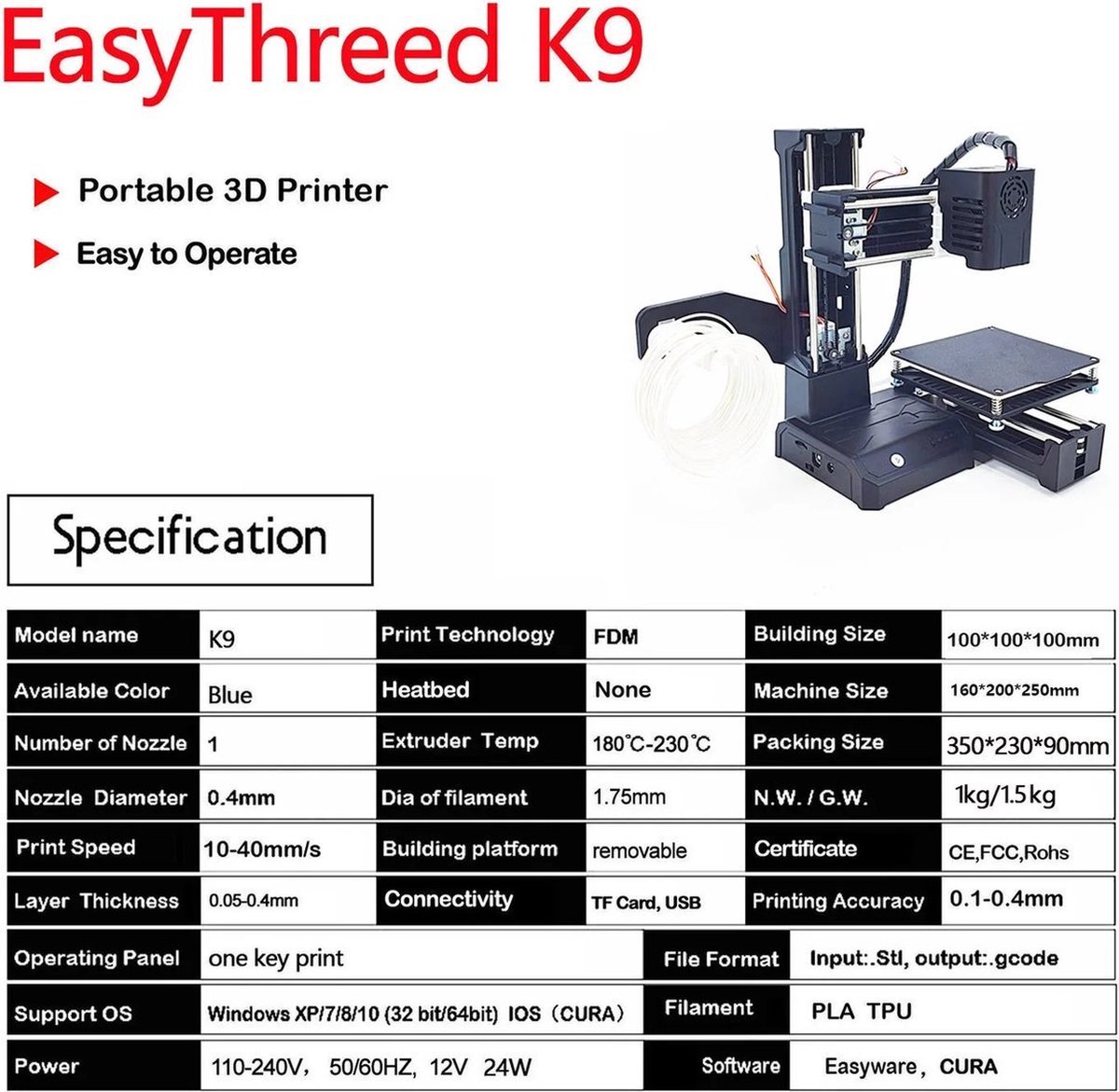 3D Printer - 3D Printers - Pla - Tpu - 3D Mini Printer - Compacte 3D Mini Printer — afbeelding 5