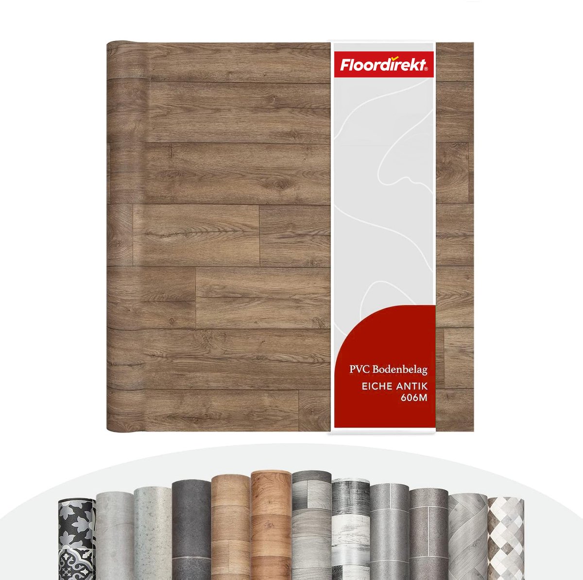 FLOORDIREKT Vloerbedekking - PVC Vloeren - Antiek Eik 606M - Vinyl Vloeren - Natuurlijk Houteffect - Dikte 1,9 mm - 100 x 400 cm