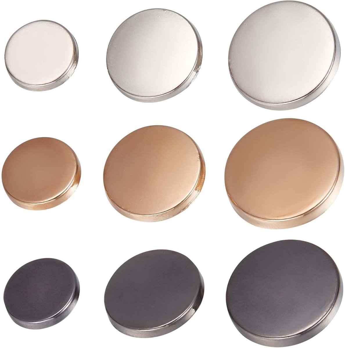 54 Stuks Platte Metalen Zilveren Knoppen - 9 Stijlen Legering Knoppen voor Kleding