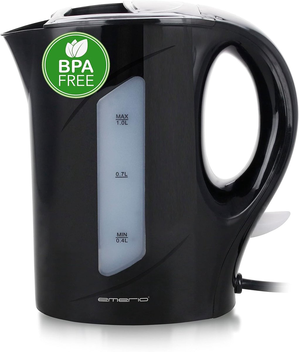 Waterkoker 1,0 liter met drogestookbeveiliging en verlichte aan/uit-schakelaar - Ideaal voor thuis, camping of kantoor