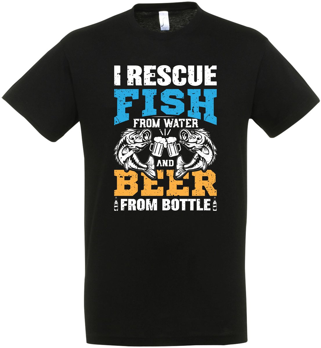 I Rescue Fish From Water And Beer From Bottle T-shirt - Vis Hobby Cadeau T-shirt - Vissen - Vis T-shirt - Grappig Cadeau - Dames - Heren - Unisex - Tshirt Hengelsport - visspullen - Zwart - Fishing - Hobby - Maat S