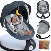 Elektrische Wipstoel | Schommelstoel baby- INCL dinerbord- Relax Met Kap & Speelboog- met Timer Afstandsbediening Bluetoothmusic - 5 Zwenksnelheden en 3 Zitposities - Babyschommel - Donkergrijs-KHIDO-