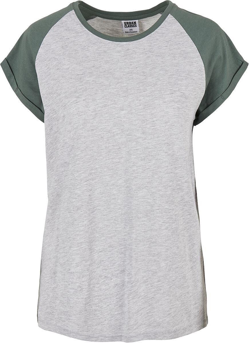 Urban Classics Contrast Raglan Tee Dames T-shirt gemêleerd L Grijs