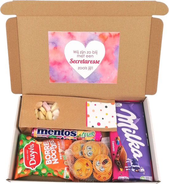 Secretaressedag cadeau - cadeautje secretaresse - brievenbus cadeau chocolade - Wij zijn zo blij met een secretaresse zoals jij