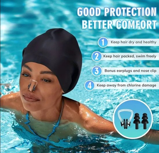 Bonnet de bain pour cheveux longs et épais
