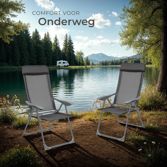 tectake®- Set van 4 Tuinstoelen met Hoge Rugleuning - Aluminium - Klapstoel 5-voudig Verstelbaar met Armleuningen - Fauteuil met Ligfunctie - Tuinmeubelen voor Terras en Camping - Antraciet van TecTake — afbeelding 5