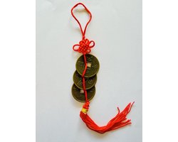 Feng Shui munten 3 stuks aan koord - Breng Positieve Energie in Je Leven 3.1 x 24 cm geluksbrenger