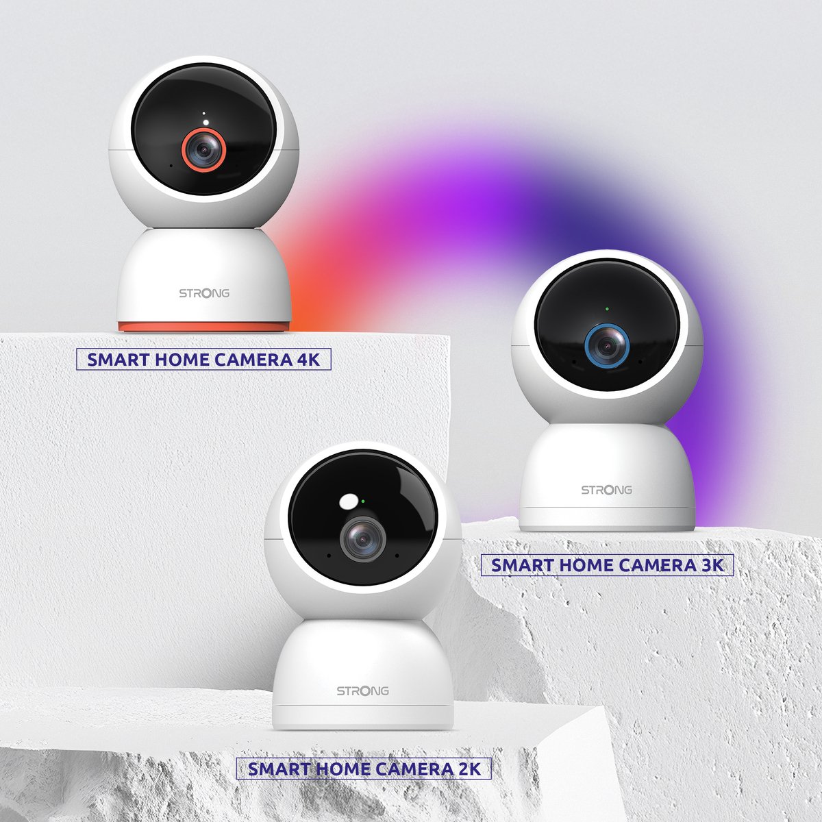STRONG - SHC08IR0-W - Beveiligingscamera draadloos - Wifi - 4K (8MP 3840x2160) - Personen-, baby-, huisdierdetectie - 360° panoramisch zicht - Nachtzicht - Ingebouwde microluidsprekers - Gemakkelijk te gebruiken met de Vision by STRONG toepassing
