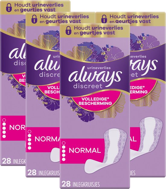 Always Discreet Inlegkruisjes Voor Urineverlies - Normal - Voordeelverpakking 4 x 28 stuks