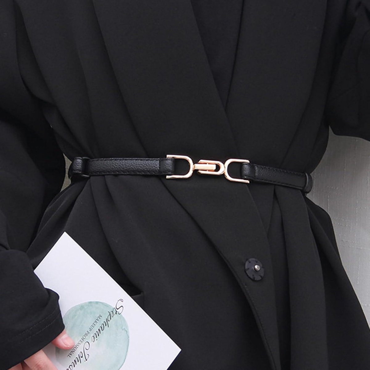 Smalle Leren Damesriem Zwart 2 cm – Smalle Elegante Riem van Echt Leer