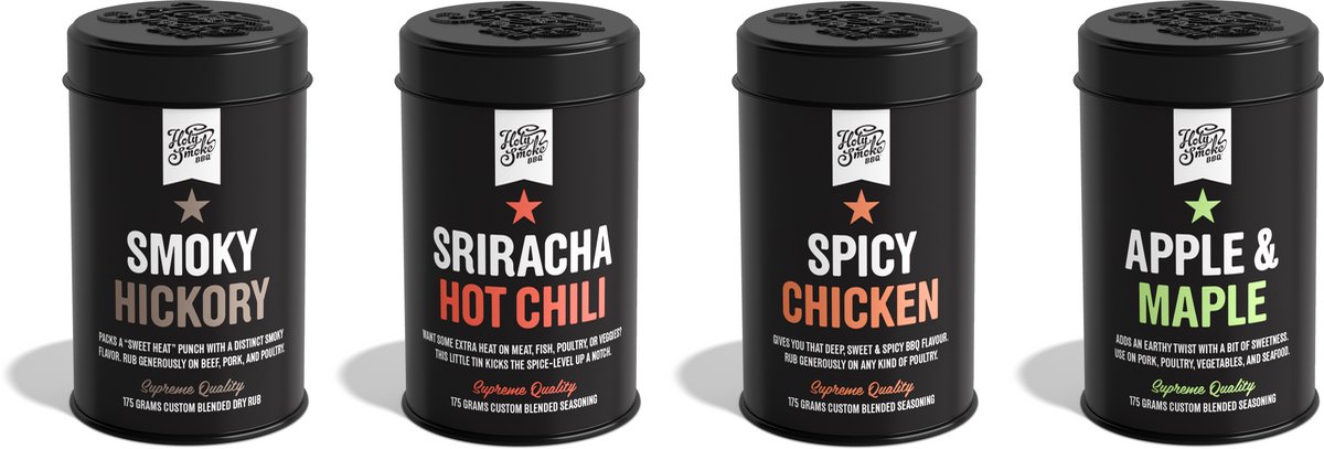 Holy Smoke BBQ - Curiosity Rub set 4pcs - BBQ rubs - kruiden - Dry rub