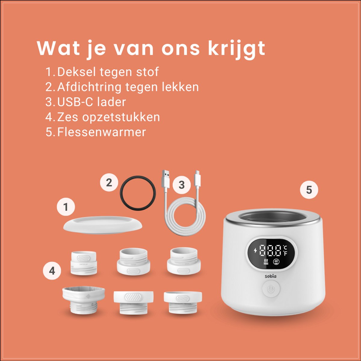 Sobia® Draagbare Flessenwarmer – USB-C - Afbeelding 9