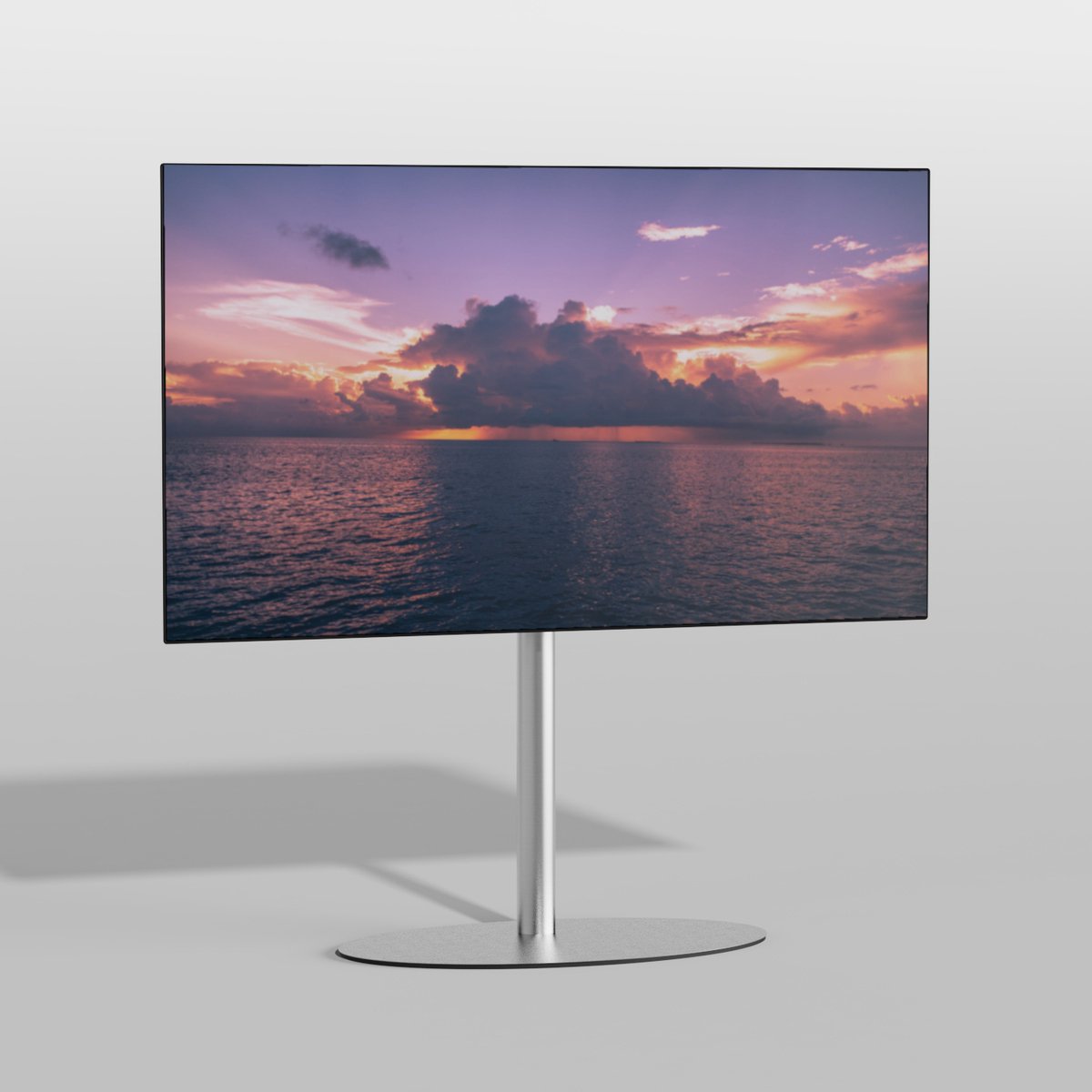 Cavus TV Vloerstatief ELLIPS 80 – geborsteld RVS - hoogte 80cm - MULTIFEED VESA 100x100 t/m 400x400