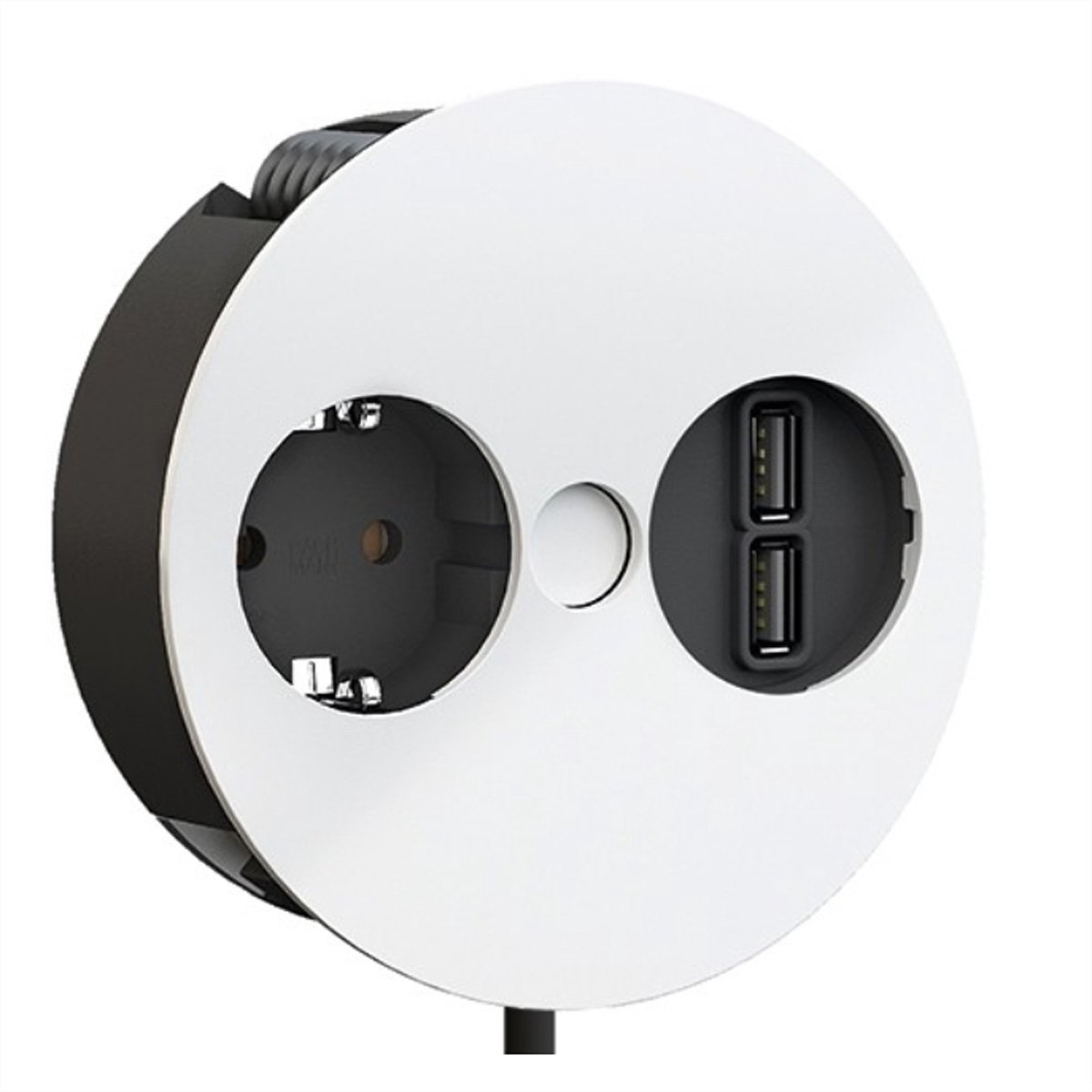 Bol.com Bachmann Twist - Inbouw stopcontact - 1x 230V + USB charger - matt wit - 2 meter aansluitsnoer aanbieding