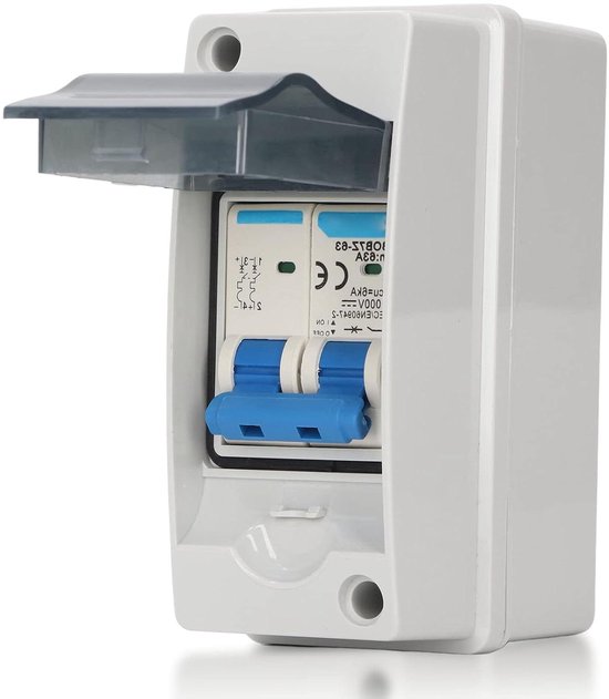 32A 500V PV DC Disconnect Switch, MCB 2P Solar Power Sink Load Switching Air Switch, Miniature Circuit Breaker with IP65 Waterproof Distribution Box for Solar Panel (Without cable